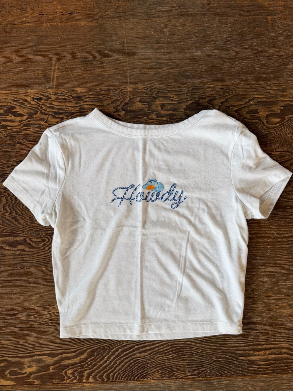 wild fable White Graphic Cropped Tee with Blue Print